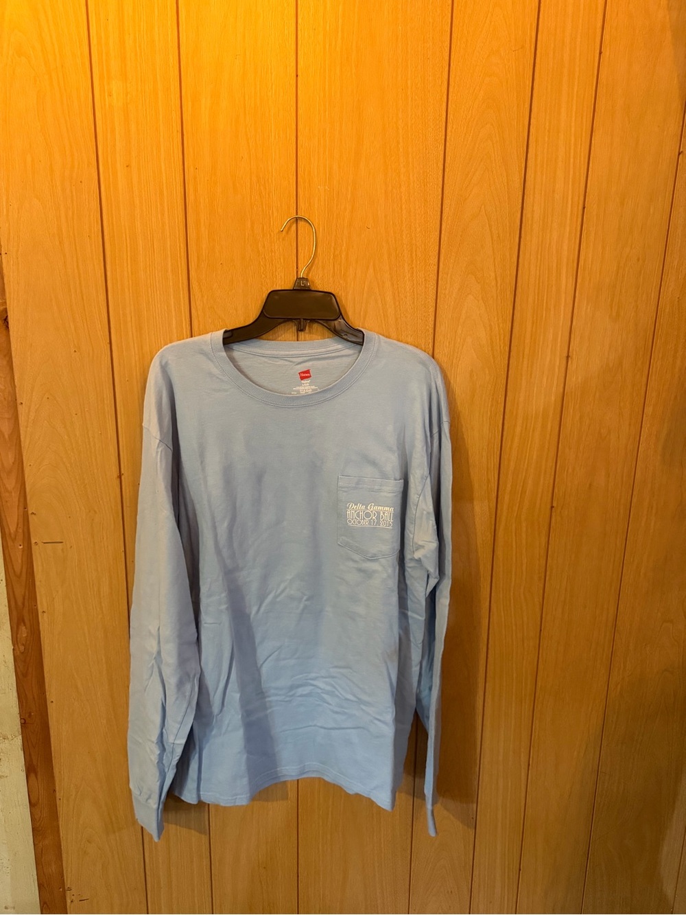Light Blue Long-Sleeve Pocket T-Shirt